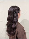 編み込みハーフアップ