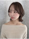 くびれボブ　グレージュカラー　透明感カラー　顔周りカット