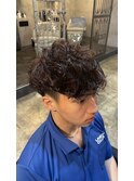 メンズマッシュスペインカールパーマツーブロックメンズカラー