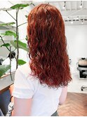 原宿/オレンジカラー/スパイラルパーマ/ニュアンスパーマ/前髪