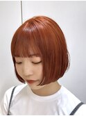 オレンジカラーオレンジブラウン暖色カラーブリーチなしカラー