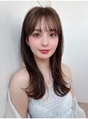 20代大人かわいい外ハネセミロング × マロンベージュ