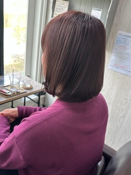 コルテ 倉敷西坂店(CoRte.) ピンクブラウンボブ/ワンレン艶ボブ/内巻きまとまりボブ/美髪