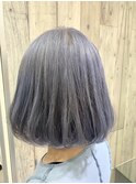 外国人風　ブリーチ　ボブ　ラベンダーグレー