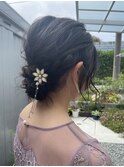 結婚式お呼ばれヘアセットミディアムアップ大阪梅田茶屋町