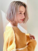 ハニーシブヤ(HONEY shibuya)&nbsp;大人可愛いかきあげバングニュアンスカール無造作顎ラインボブ☆