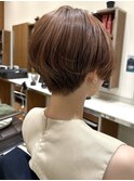ハンサムショート/ハイライト/大人ボブ/丸みショート恵比寿