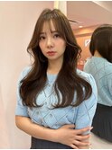 韓国ヘア/くびれヘア/前髪あり/顔まわりカット/透け感カラー