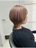 小顔効果◎ナチュラルウルフ×ホワイトピンク/10代20代30代