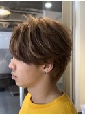 バレイヤージュ×センターパート