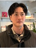 センターパート 30代40代 ビジネス メンズショート 黒髪