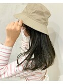 【mami】透け感地毛風カラー/帽子/メガネ/おしゃれコーデ