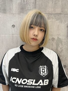 ワンズミラー 原宿(ONE'S MIRROR) ブロンドカラー／ハイトーンボブ／ブロンドボブ／切りっぱなし