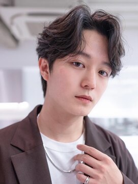 エフエム 渋谷(FM) アッシュブラックマッシュパーマ刈り上げツーブロック