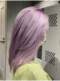 調布ペールカラーブリーチラベンダー顔周りレイヤー20代