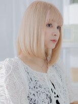 モッズヘア 越谷(mod's hair)&nbsp;外国人風ホワイトブロンド切りっぱなしボブディa越谷10代20代