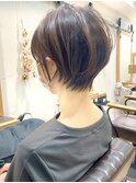 クールショート/ショートパーマ/ボブルフ/ピンクベージュ/柴