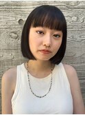 切りっぱなしお洒落ボブブリーチなし透明感グレージュ【中居】