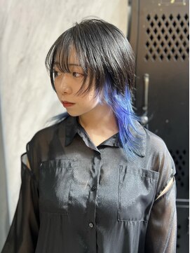 ヴァイス 渋谷店(VAICE) ブルーのインナーカラー/デザインカラー/ウルフカット