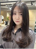 ロングヘア/レイヤーカット/内巻き/シースルー/前髪