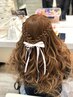 ヘアセット　パールアクセサリー/可愛いリボン付き/編込みスタイルも◎ ￥4500