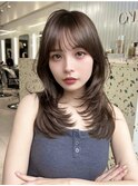 A146ブリーチなしカラーグレージュヘア韓国ヘアーレイヤーカット