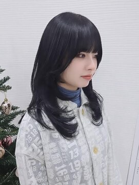 ヒョンミョン ライズバイレボ 取手店(hyon myon/RISE by REVO) レイヤーカット/ブルーブラック【取手/取手駅】