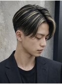 メンズ/ハイライト/刈り上げセンターパート/ブリーチ/新宿