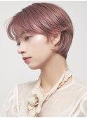 モーブピンクベージュ大人ショートカット小顔ヘア