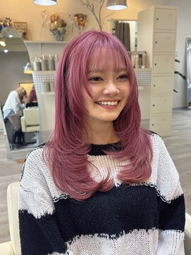 アンドケー 那覇おもろまち店(and K) ブリーチカラー/ピンクバイオレット/ハッシュカット