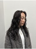 ミルクティーブロンド/ダークブルー/デジタルパーマ/前髪/戸塚