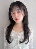 くびれヘアナチュラルカールダークパープルうるツヤ艶感夏
