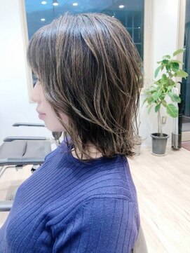 コノアラボ 守谷店(Conoah labo) 外ハネエアリーミディー　マロンベージュ　Ａラインボブ