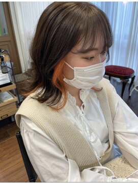 カミナ(KAMINA) 春のオレンジインナーカラー。