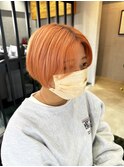 オレンジカラーハイトーンハンサムショート
