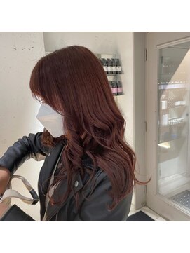 ラミ(L'ami) 顔まわりレイヤー/大人かわいい透明感ピンクブラウン