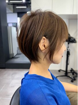 ブレス ヘアデザイン(BLESS hair design) ナチュラルショートピンクブラウン前髪ケアカラークールショート