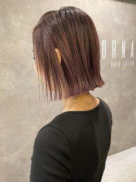 トルネード(TORNADO) レッドブラウン ピンクグレージュ 切りっぱなしボブM1117