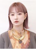 切りっぱなしボブ前髪顔周り似合わせイメチェンピンクブラウン