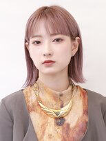 ピークアブー 銀座中央通り(PEEK-A-BOO)&nbsp;切りっぱなしボブ前髪顔周り似合わせイメチェンピンクブラウン