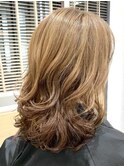 ミディアムレイヤー　コテ巻き風