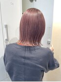 コーラルピンク　ケアブリーチ切りっぱなし　タッセルボブ