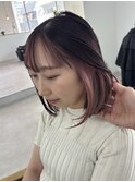 インナーカラーピンクダブルカラー20代30代40代前髪長め