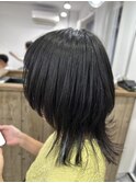カット縮毛矯正マッシュウルフレイヤー暗髪多毛つや髪美髪