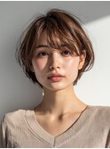 ピンクベージュ/アンブレラカラー/クールショート/前髪/大口子安