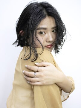 アルバム 渋谷パルコ(ALBUM) ニュアンスブルーブラックボブ_ハイライトカラー_27393