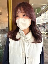 ヘアモード カクテル&nbsp;ブリーチなしワインレッド×くびれレイヤー 【MARIA】