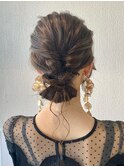 ★結婚式お呼ばれドレスヘア編み込みポニーテールアップスタイル