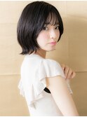 似合わせカット美髪黒髪外ハネミニウルフボブ308W上尾20代30代