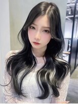 アルバム 池袋(ALBUM)&nbsp;暗めカラー顔周りレイヤー韓国ヘアグレージュロング_F40866